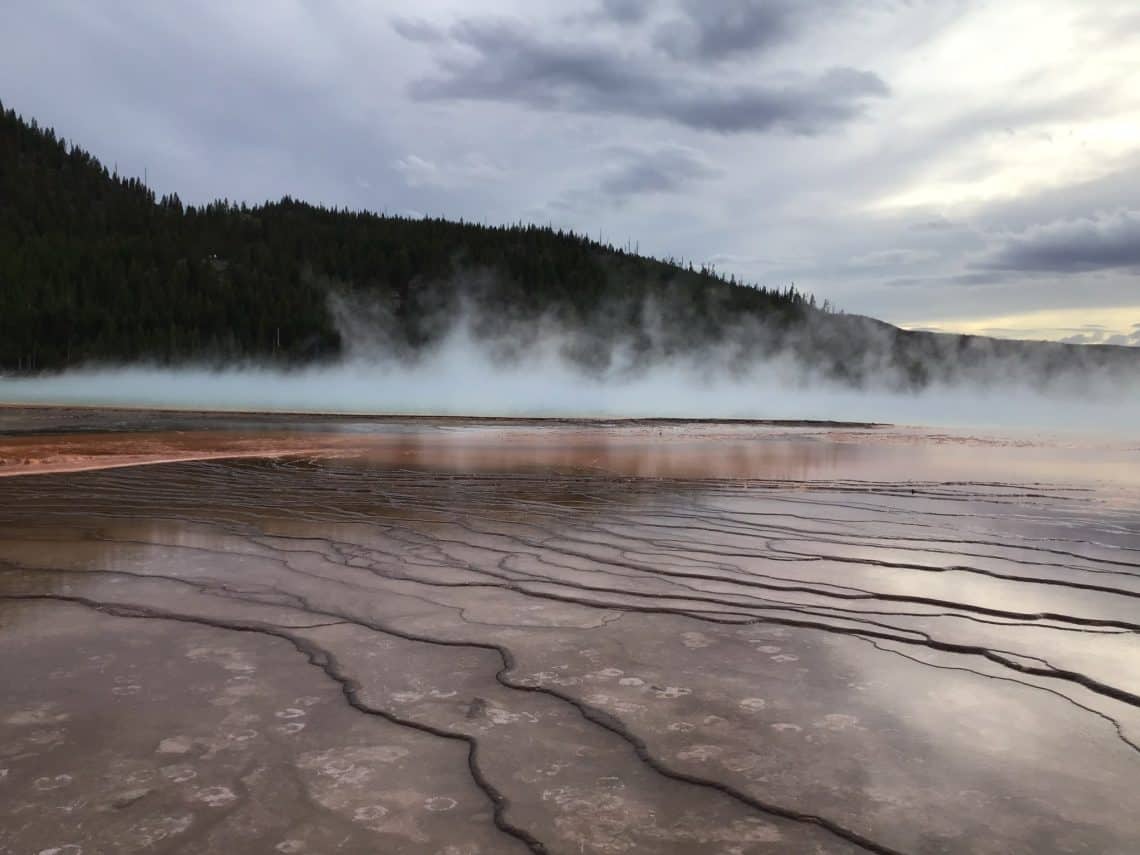 Steam rising from Grand Prismatic.